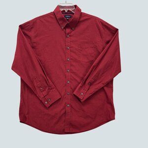 Crofts&Barrow Textured Button Down Shirt In Deep Red Blend Men's XL